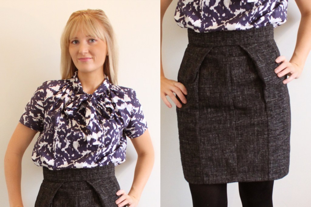 BurdaStyle Lame Skirt and Tie Front Blouse